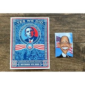 Shepard Fairey Yes We Did Obama and Caricature Stickers